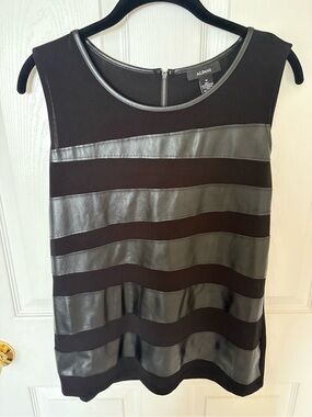 Alfani Black Sleeveless Tank Stripe Panels